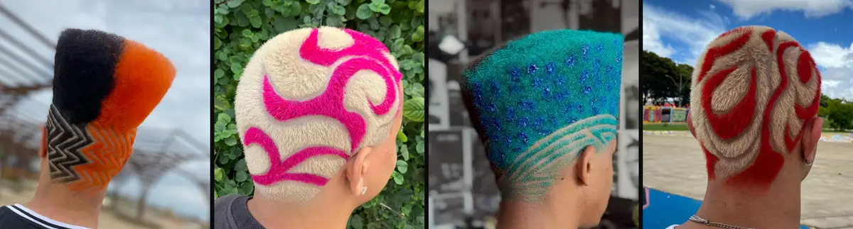 Trabalhos do Mateus Kili: cortes com color art e hair tattoo